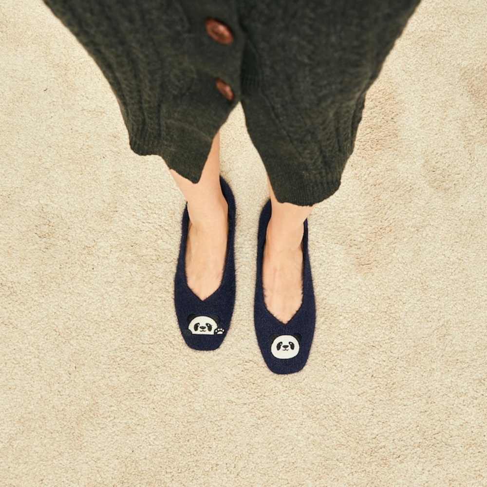 Square-Toe Faux Mink-Knit Flats (Margot2.0)